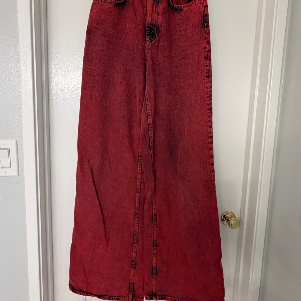 BDG Urban Outfitters Skater Baggy Jeans Red Acid Wash Size 26 - Picture 2 of 10